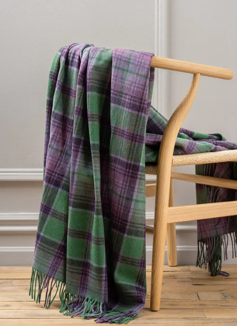 Green & Purple Lambswool Throw